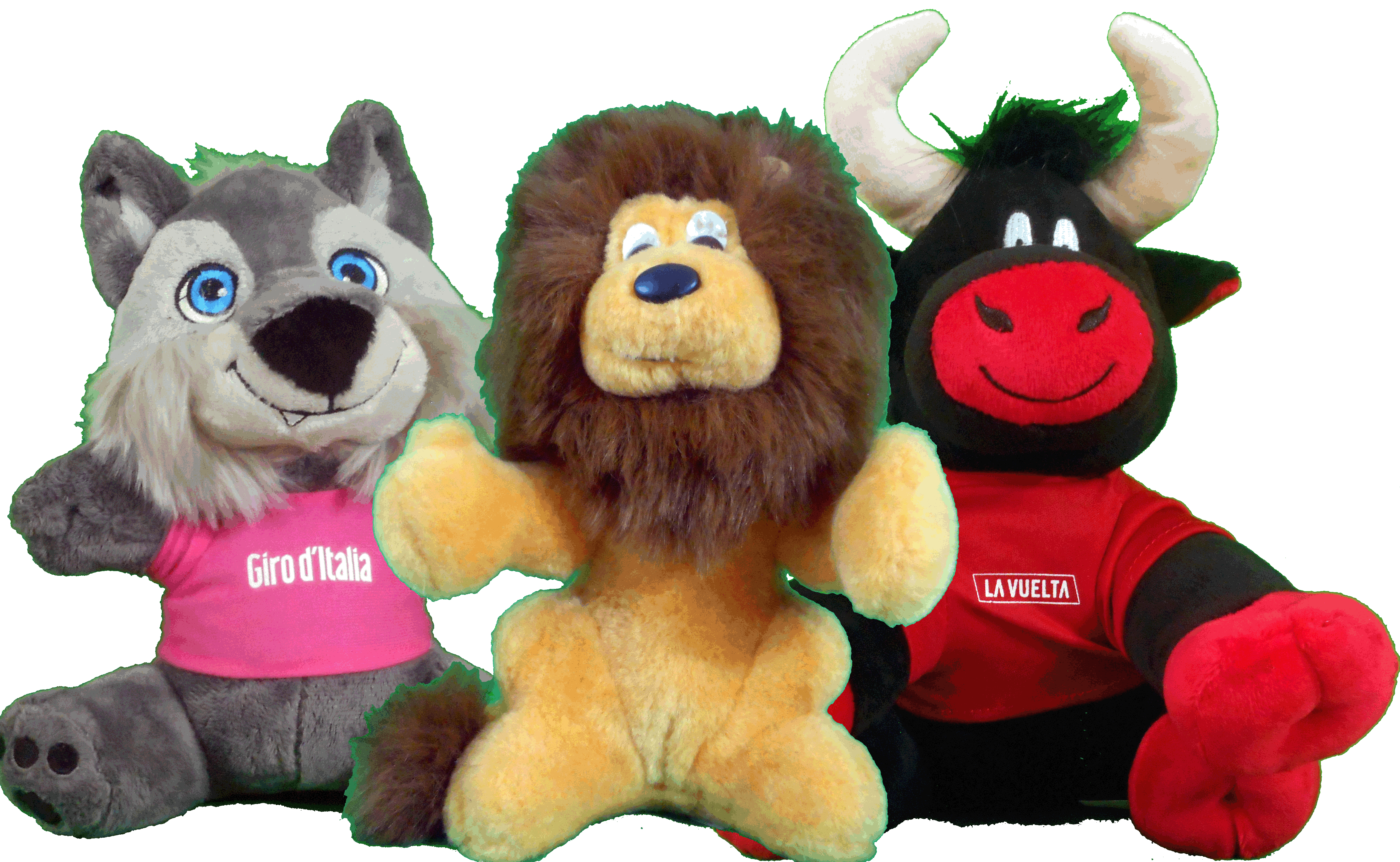 Les trois mascottes des grands Tours – Giro, Tour et Vuelta